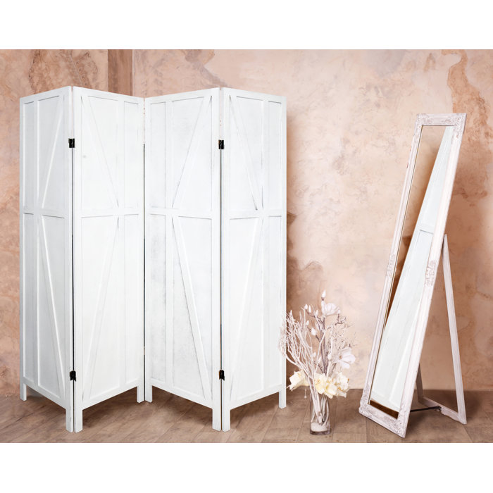 Looha 71'' W x 67'' H 4 Panel Solid Wood Folding Room Divider Wayfair